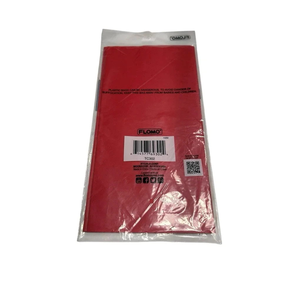 FLOMO‎ red plastic table cover rectangle 54x108 inches